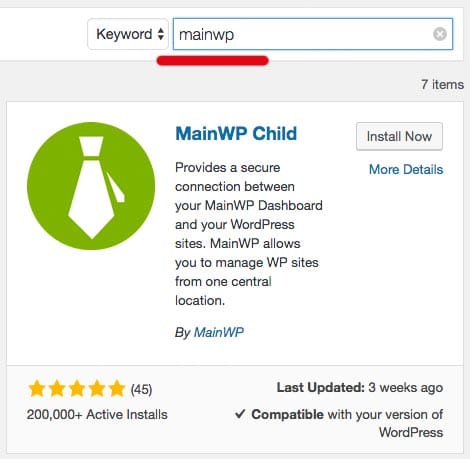 Wordpress dashboard Plugins Search